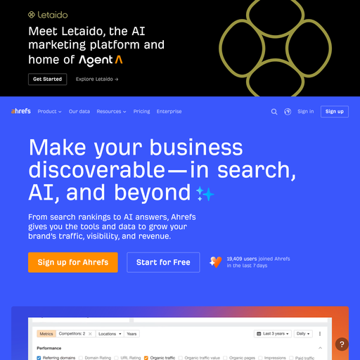 ahrefs.com homepage in July 2026
