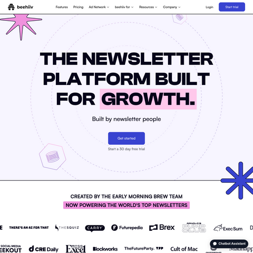 beehiiv.com homepage in May 2024