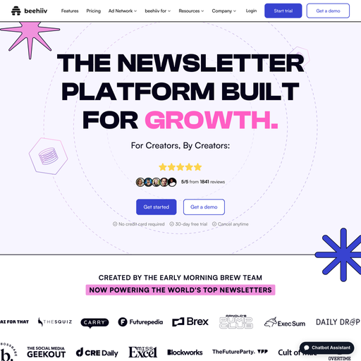 beehiiv.com homepage in Sep 2024