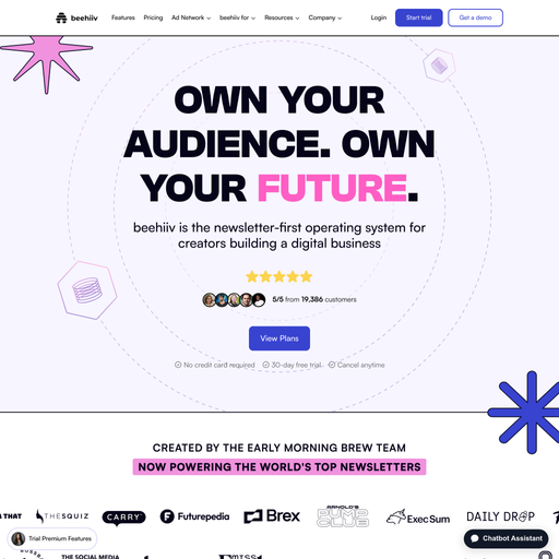 beehiiv.com homepage in Nov 2024