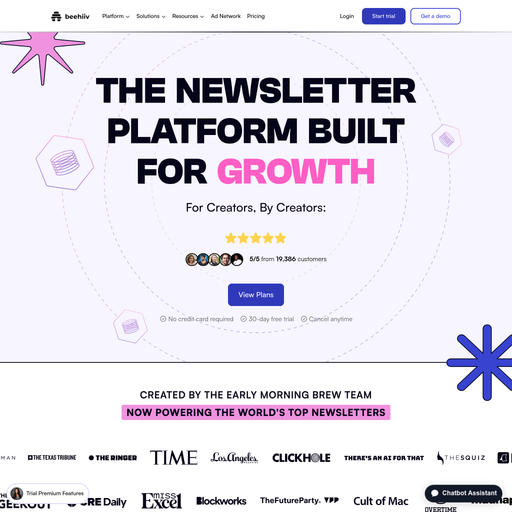 beehiiv.com homepage in May 2025