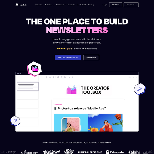 beehiiv.com homepage in Sep 2025