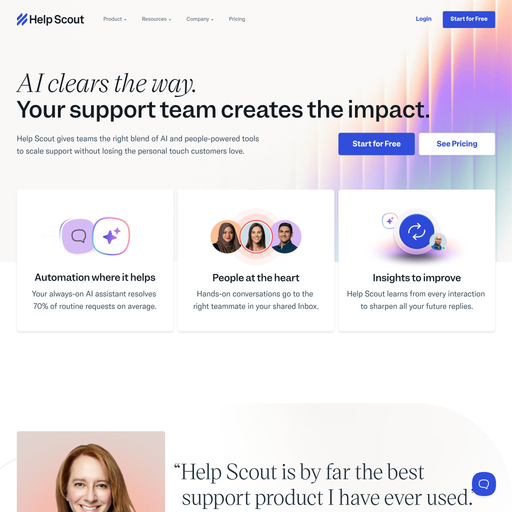 helpscout.com homepage in Dec 2025