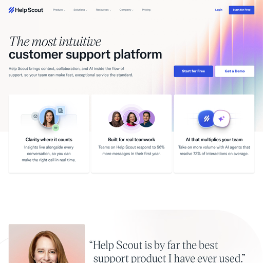 helpscout.com homepage in July 2026