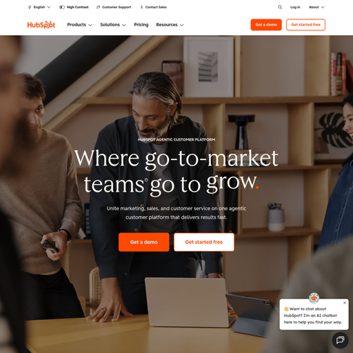 hubspot.com homepage in May 2026