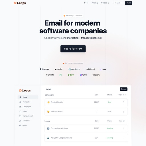 loops.so homepage in May 2024
