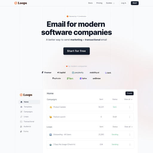 loops.so homepage in Jun 2024