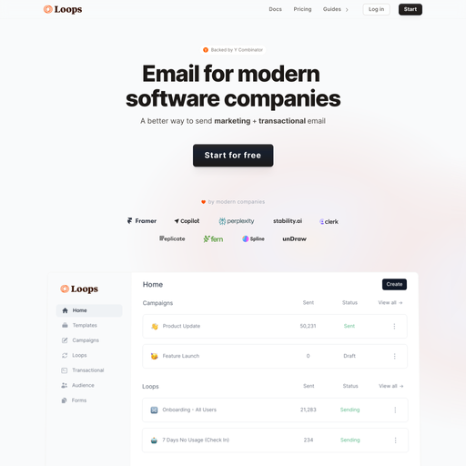 loops.so homepage in Jul 2024