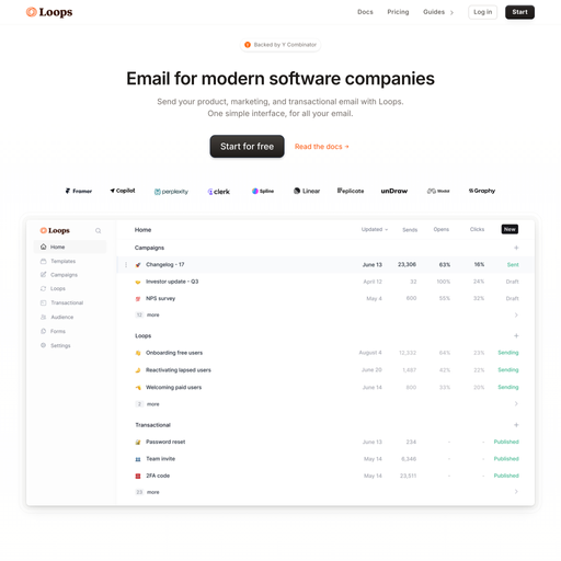 loops.so homepage in Aug 2024