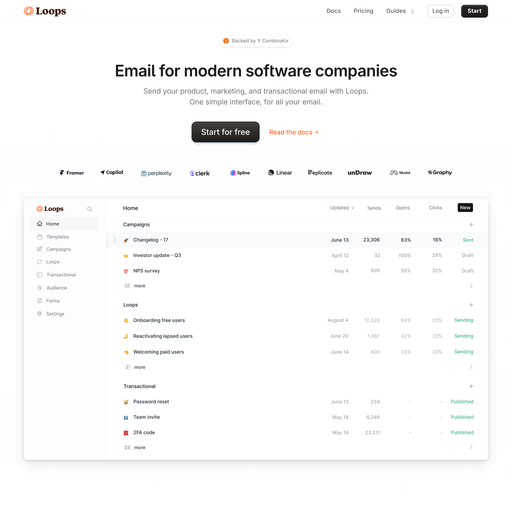 loops.so homepage in Sep 2024