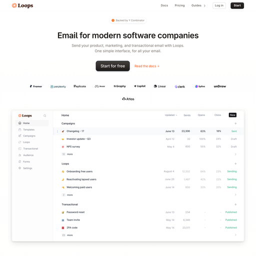 loops.so homepage in Oct 2024