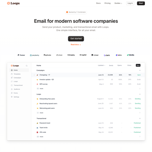 loops.so homepage in May 2025