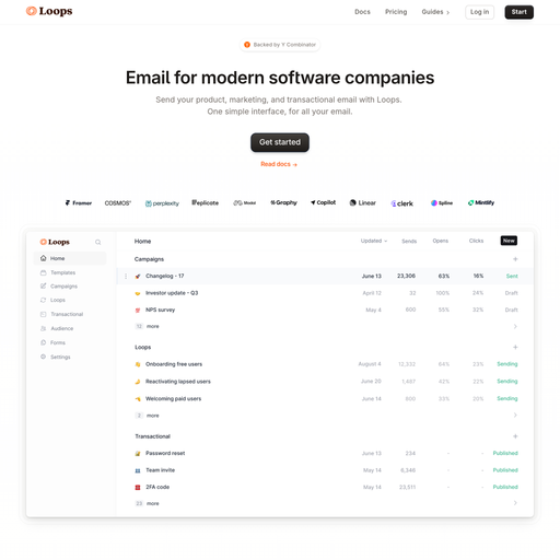 loops.so homepage in Jul 2025
