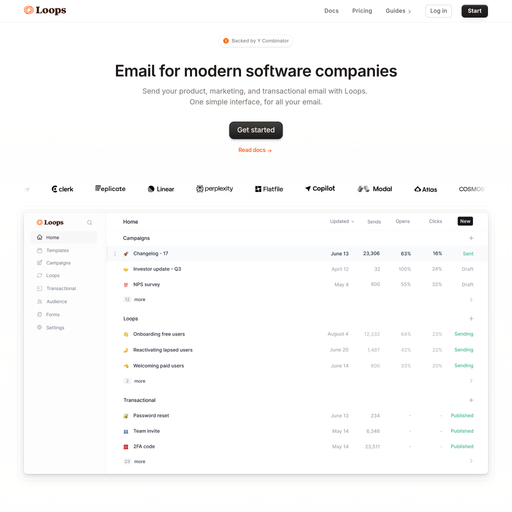 loops.so homepage in Oct 2025