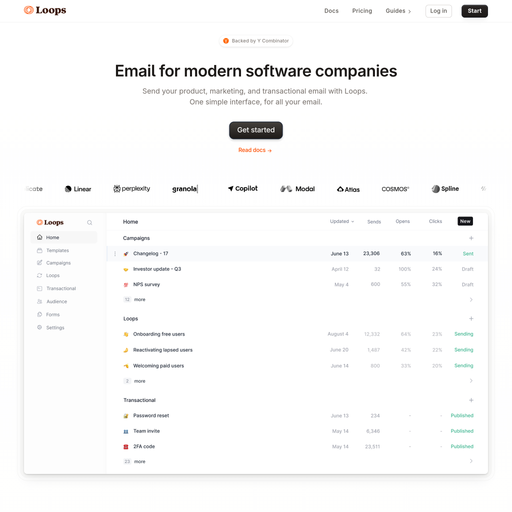 loops.so homepage in Dec 2025