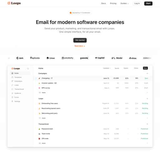 loops.so homepage in Jan 2026