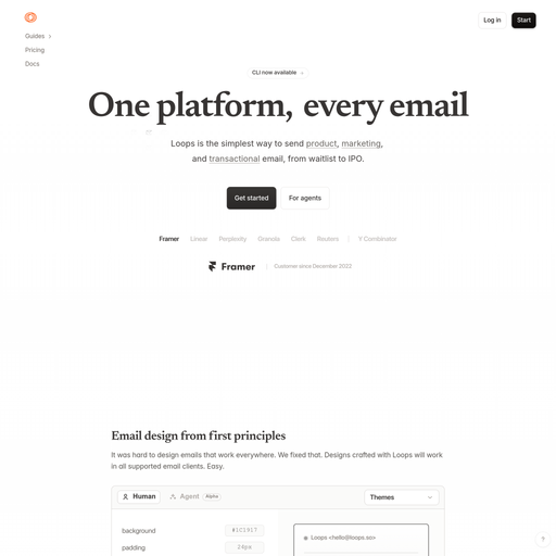 loops.so homepage in May 2026