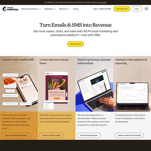 mailchimp.com homepage in Aug 2025