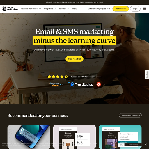 mailchimp.com homepage in July 2026