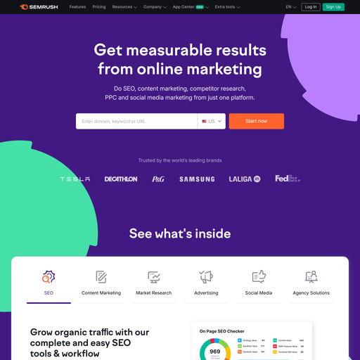 semrush.com homepage in Sep 2024