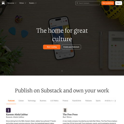 substack.com homepage in Jun 2024