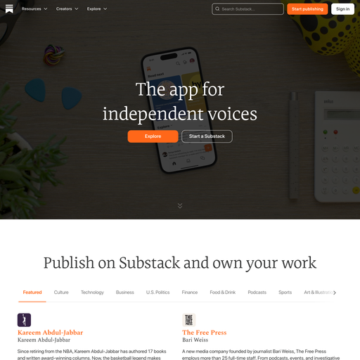 substack.com homepage in Feb 2025