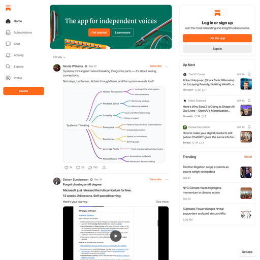 substack.com homepage in Oct 2025