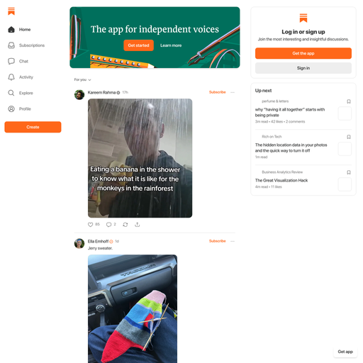 substack.com homepage in Dec 2025