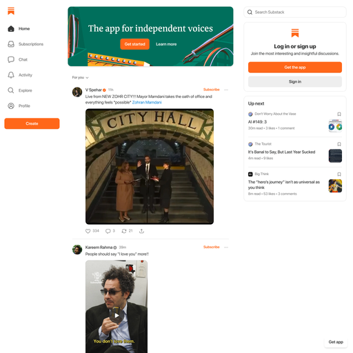 substack.com homepage in Jan 2026