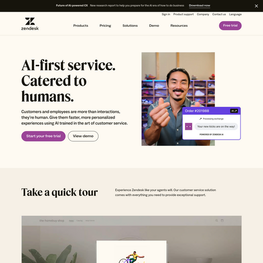 zendesk.com homepage in Aug 2024